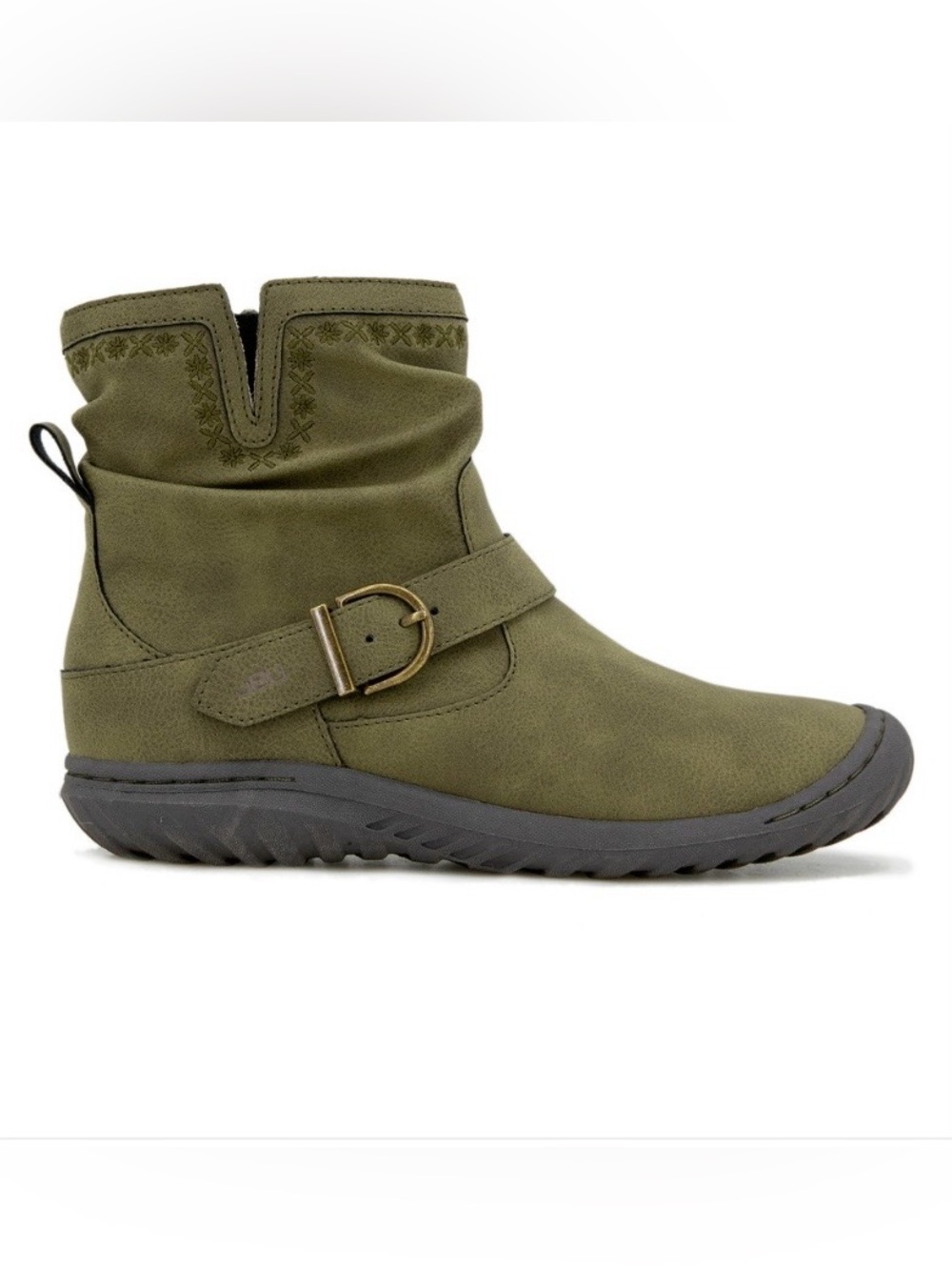 JBU by Jambu Ankle Boots Dottie Olive Green Water Resistant Vegan Embroidered